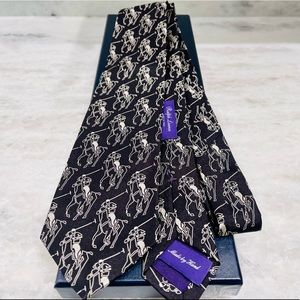 🔥SUMMER 26’🔥💯🆕RALPH LAUREN PURPLE LABEL ART DECO POLO PLAYER MOTIF TIE FIRE🔥